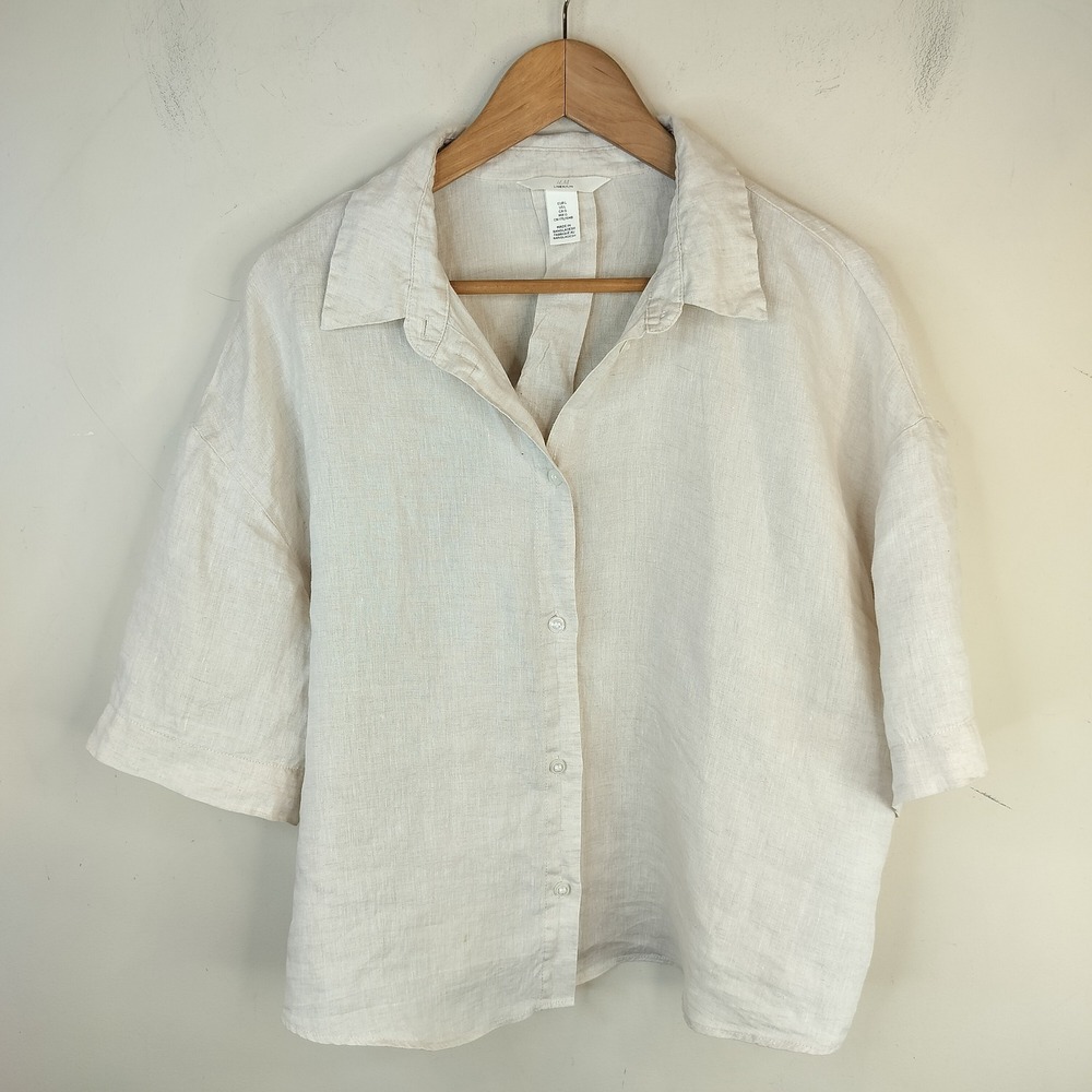 Button Down Shirt Boxy Minimalist Beige Natural Sold